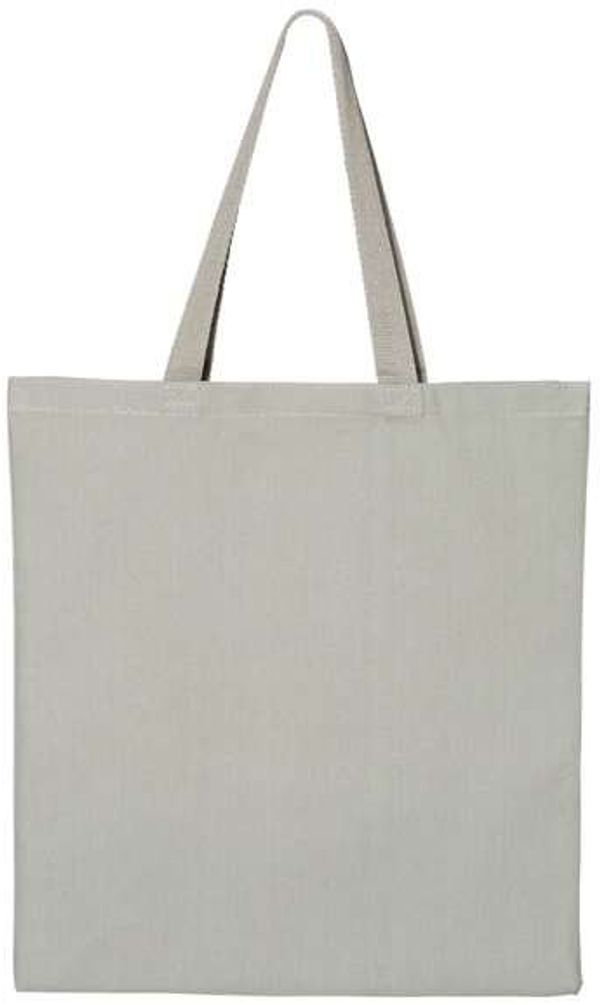 Am image of a Custom QTees Canvas Thick Promotional Tote in Grey!