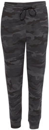Am image of a Custom Independent Trading Co Midweight Fleece Pants in Black Camo!