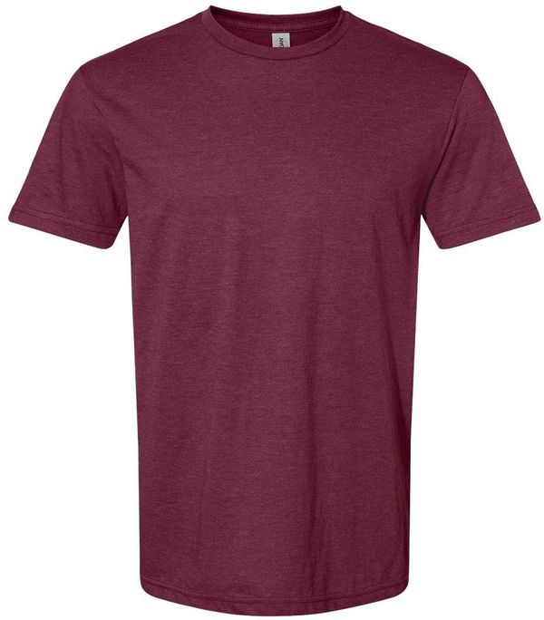 Am image of a Custom Gildan Softstyle CVC T Shirt in Maroon Mist!