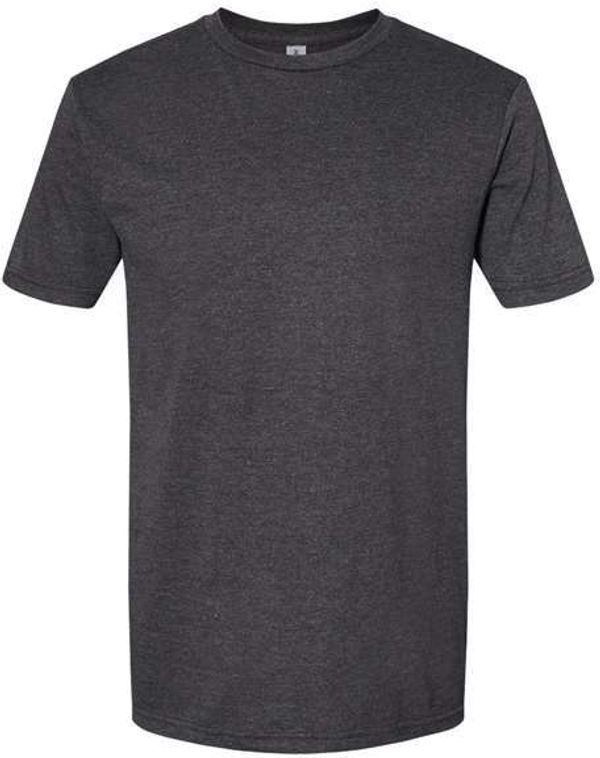 Am image of a Custom Gildan Softstyle CVC T Shirt in Pitch Black Mist!