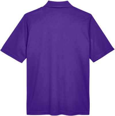 Am image of a Custom Core 365 Men's Origin Performance Piqué Polo in Campus Prple!