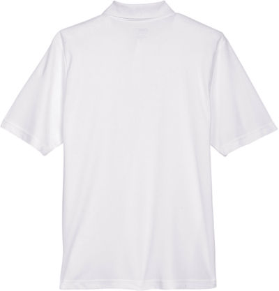 Am image of a Custom Core 365 Men's Origin Performance Piqué Polo in White!
