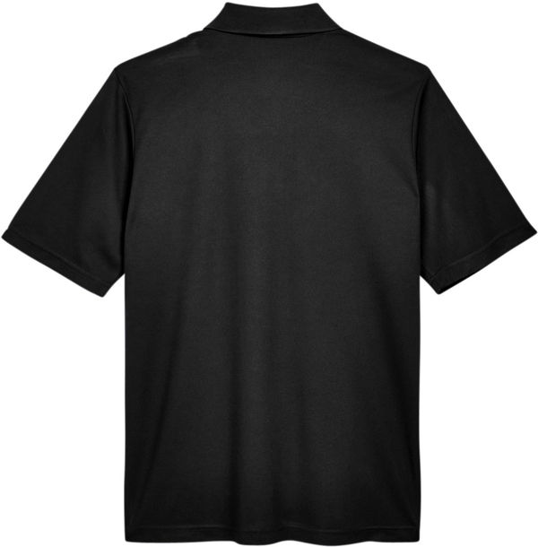 Am image of a Custom Core 365 Men's Origin Performance Piqué Polo in Black!
