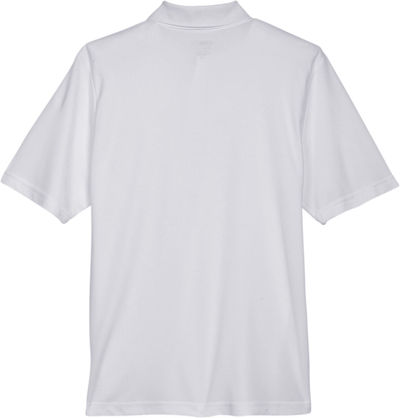 Am image of a Custom Core 365 Men's Origin Performance Piqué Polo in Platinum!