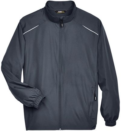 Am image of a Custom Core365 Men's Motivate Unlined Lightweight Jacket in Carbon!