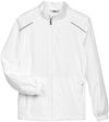 Am image of a Custom Core365 Men's Motivate Unlined Lightweight Jacket in White!