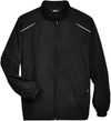 Am image of a Custom Core365 Men's Motivate Unlined Lightweight Jacket in Black!