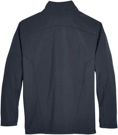 Am image of a Custom Core 365 Men's Cruise Two Layer Fleece Bonded Soft Shell Jacket in Carbon!