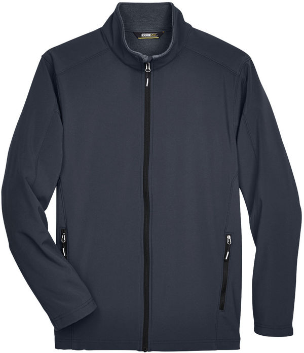 Am image of a Custom Core 365 Men's Cruise Two Layer Fleece Bonded Soft Shell Jacket in Carbon!