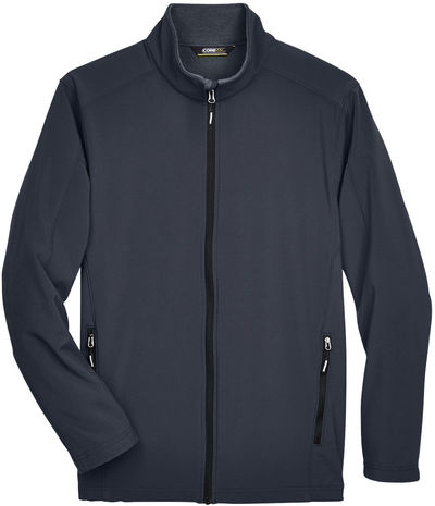 Am image of a Custom Core 365 Men's Cruise Two Layer Fleece Bonded Soft Shell Jacket in Carbon!