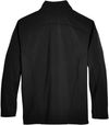 Am image of a Custom Core 365 Men's Cruise Two Layer Fleece Bonded Soft Shell Jacket in Black!