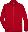 Am image of a Custom Core 365 Men's Cruise Two Layer Fleece Bonded Soft Shell Jacket in Classic Red!