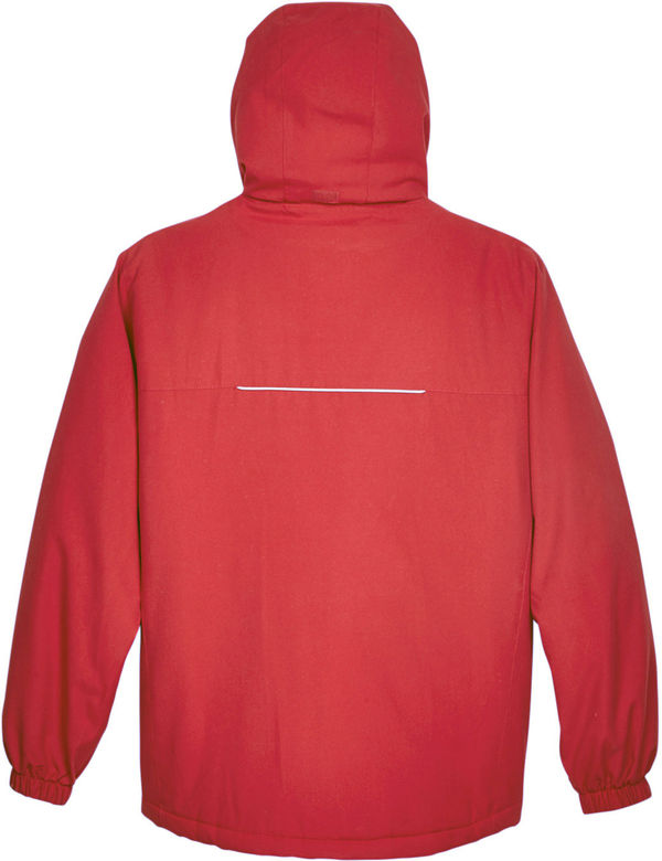 Am image of a Custom Core365 Mens Brisk Insulated Jacket in Classic Red!