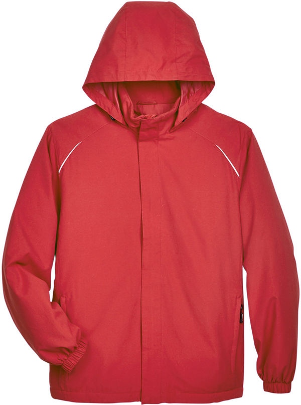 Am image of a Custom Core365 Mens Brisk Insulated Jacket in Classic Red!
