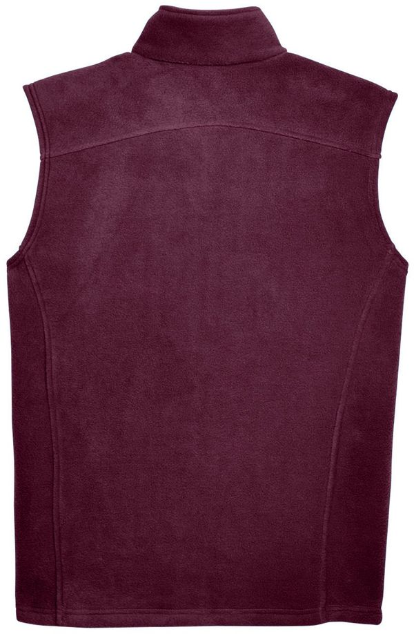 Am image of a Custom Core 365 Men's Journey Fleece Vest in Burgundy!