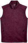 Am image of a Custom Core 365 Men's Journey Fleece Vest in Burgundy!