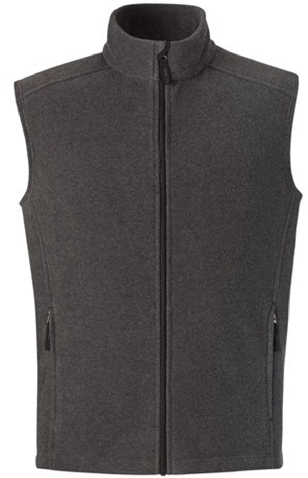 Am image of a Custom Core 365 Men's Journey Fleece Vest in Heather Charcoal!