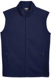 Am image of a Custom Core 365 Men's Journey Fleece Vest in Classic Navy!