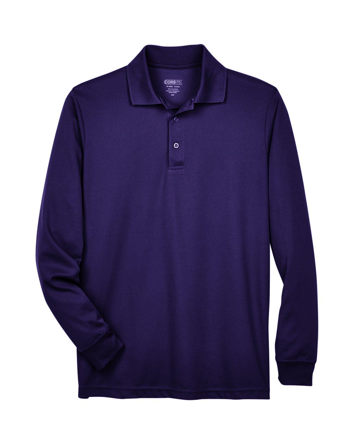 Core 365 Men's Pinnacle Performance Long Sleeve Piqué Polo in Campus Purple