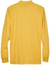 Am image of a Custom Core 365 Men's Pinnacle Performance Long Sleeve Piqué Polo in Campus Gold!