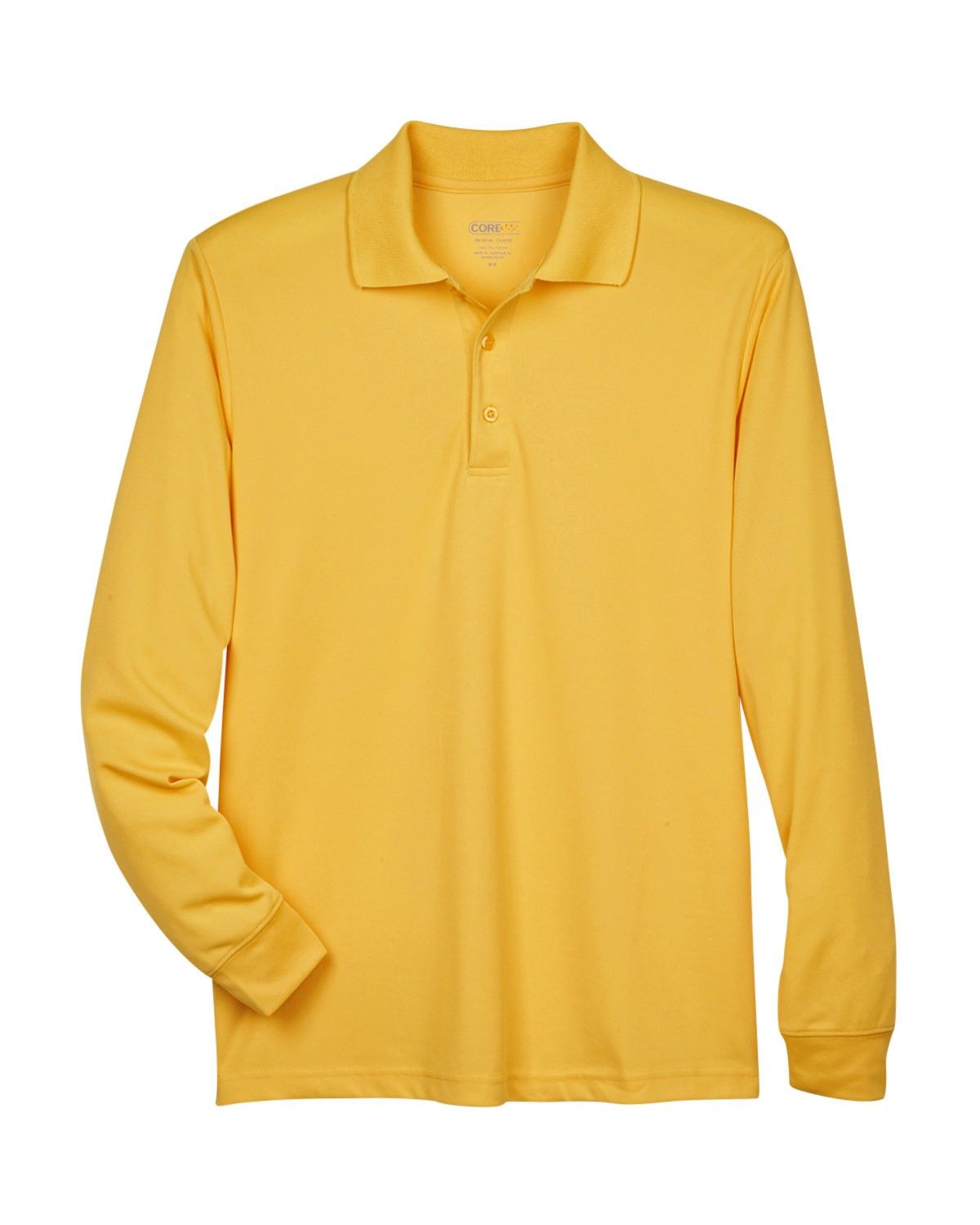 Core 365 Men's Pinnacle Performance Long Sleeve Piqué Polo in Campus Gold