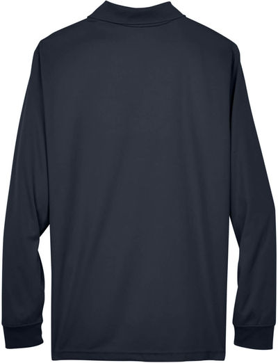Am image of a Custom Core 365 Men's Pinnacle Performance Long Sleeve Piqué Polo in Carbon!