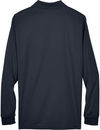 Am image of a Custom Core 365 Men's Pinnacle Performance Long Sleeve Piqué Polo in Carbon!