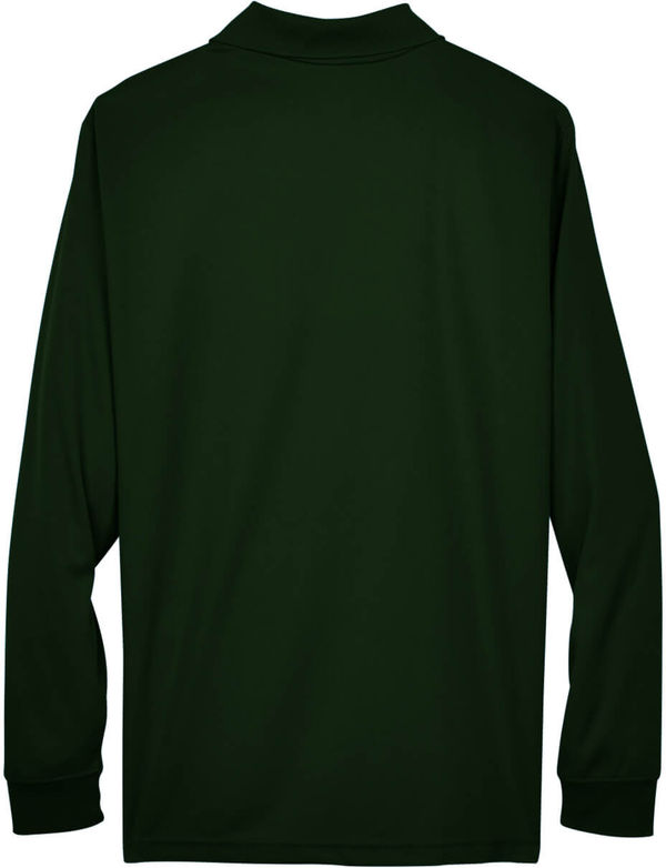 Am image of a Custom Core 365 Men's Pinnacle Performance Long Sleeve Piqué Polo in Forest!