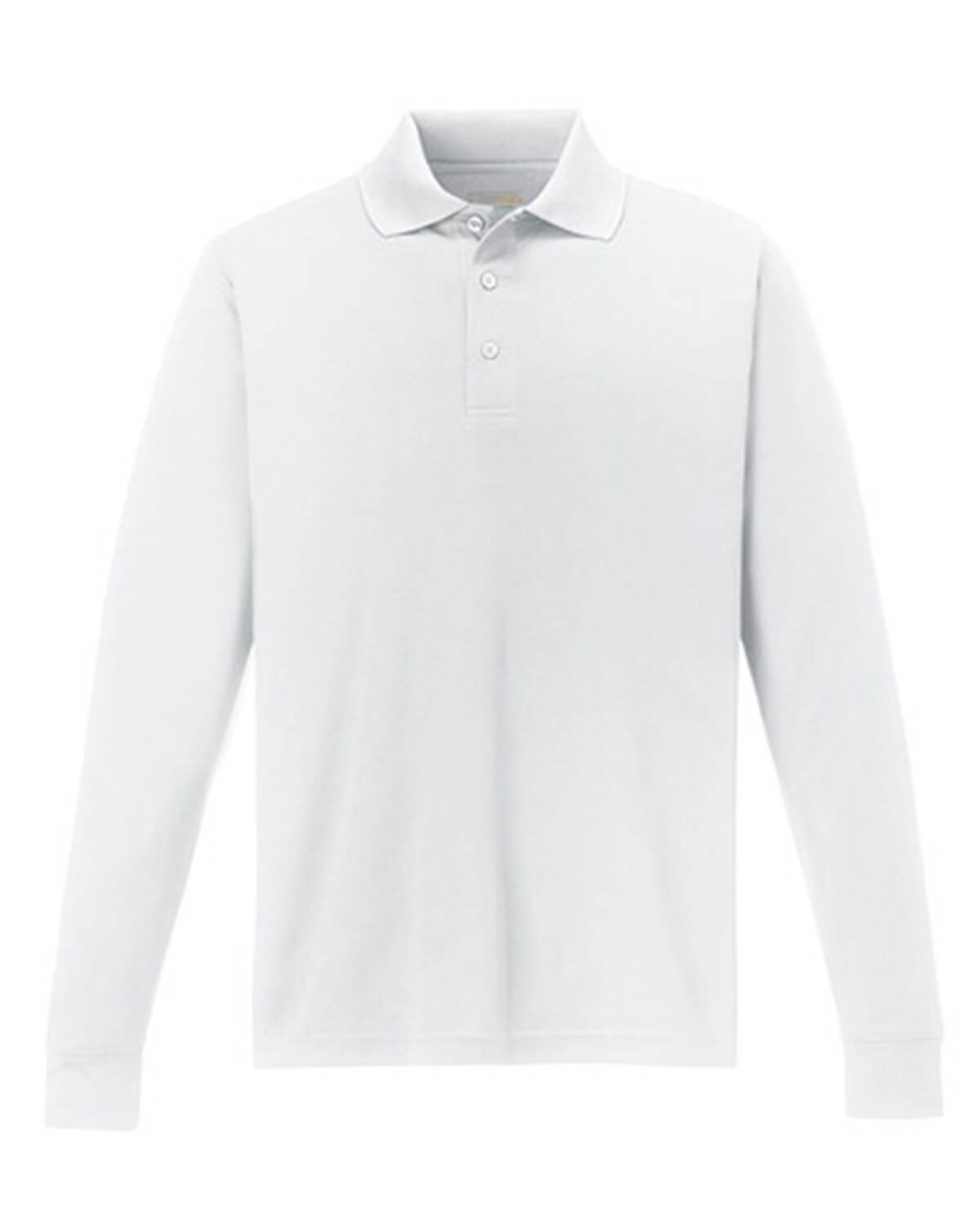 Core 365 Men's Pinnacle Performance Long Sleeve Piqué Polo in White