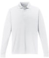 Am image of a Custom Core 365 Men's Pinnacle Performance Long Sleeve Piqué Polo in White!