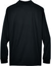 Am image of a Custom Core 365 Men's Pinnacle Performance Long Sleeve Piqué Polo in Black!