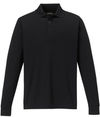 Am image of a Custom Core 365 Men's Pinnacle Performance Long Sleeve Piqué Polo in Black!