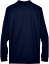 Am image of a Custom Core 365 Men's Pinnacle Performance Long Sleeve Piqué Polo in Classic Navy!