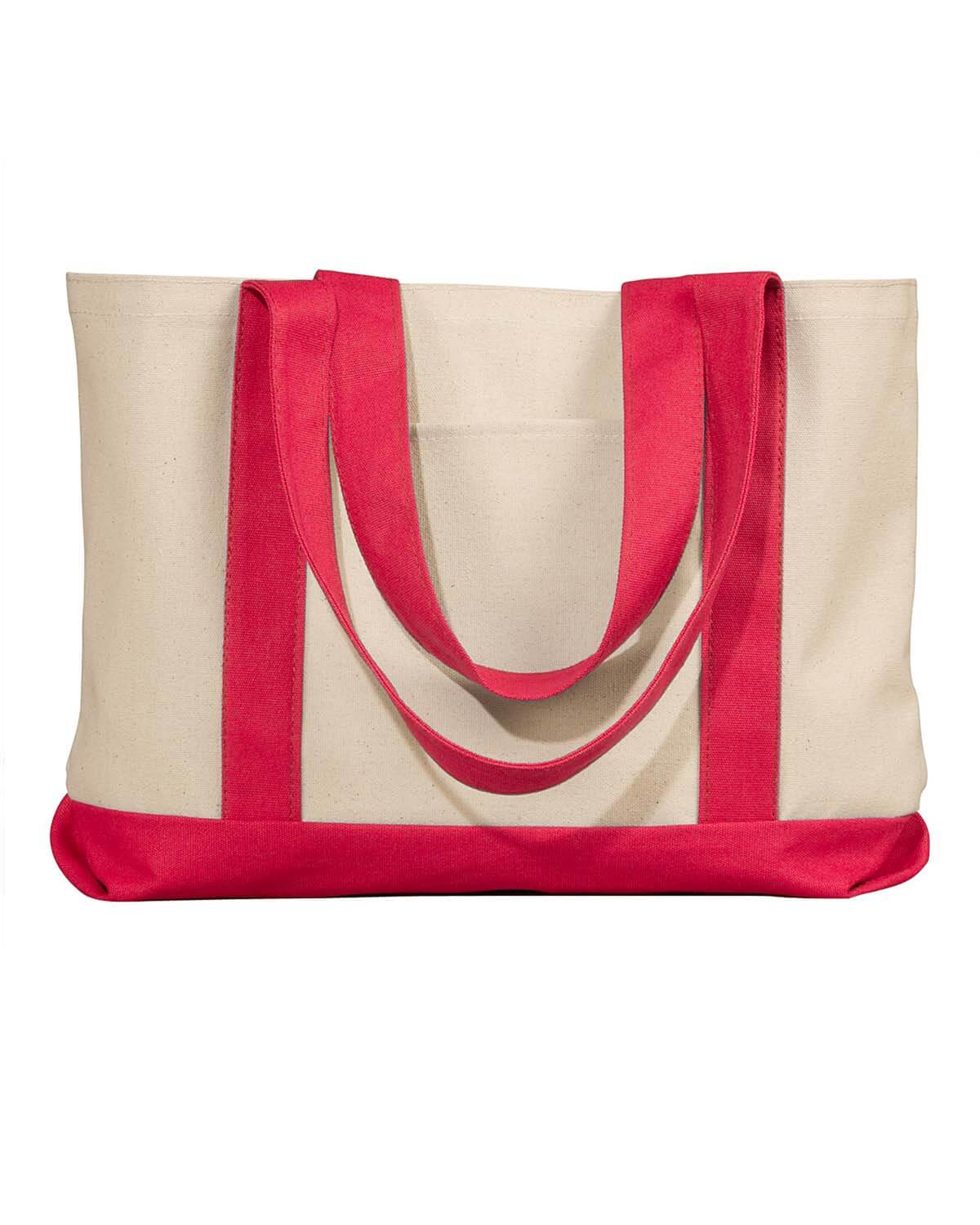 Liberty Bags Leeward Canvas Tote in Natural/Red