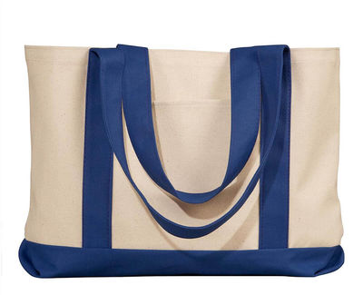 Am image of a Custom Liberty Bags Leeward Canvas Tote in Natural/Navy!