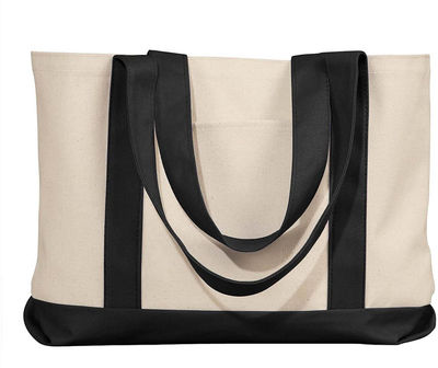 Am image of a Custom Liberty Bags Leeward Canvas Tote in Natural/Black!