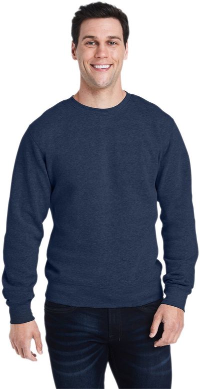 Am image of a Custom J America Adult Triblend Crewneck Sweatshirt in TRUE NAVY TRBLND!