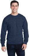 Am image of a Custom J America Adult Triblend Crewneck Sweatshirt in TRUE NAVY TRBLND!
