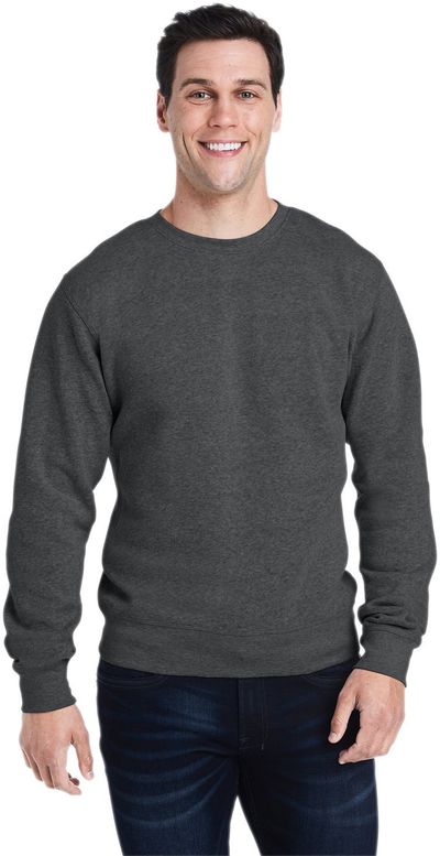 Am image of a Custom J America Adult Triblend Crewneck Sweatshirt in BLACK TRIBLEND!