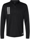 Am image of a Custom Adidas 3 Stripes Double Knit Quarter Zip Pullover in Black/Grey Two!