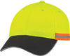 Am image of a Custom AJM Polycotton 6 Panel Constructed Reflective Safety Cap in Black/Safety Green/Reflective Grey!