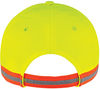 Am image of a Custom AJM Polycotton 6 Panel Constructed Reflective Safety Cap in Black/Safety Green/Reflective Grey!
