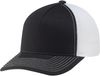 Am image of a Custom Deluxe Chino Twill Nylon Mesh 5 Panel Constructed Pro Round Five Mesh Back in Black/Black/White!