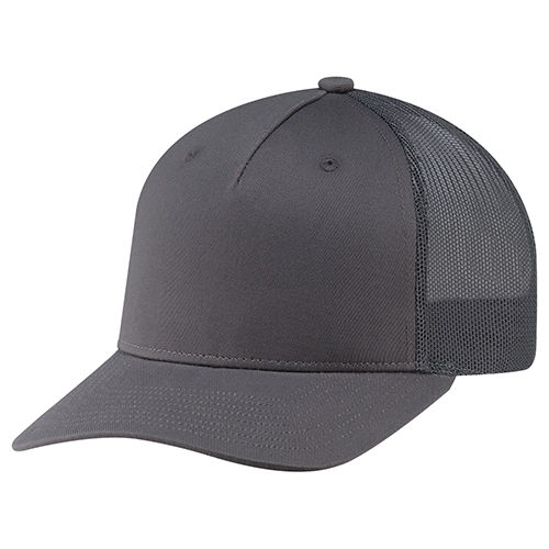 Deluxe Chino Twill Nylon Mesh 5 Panel Constructed Pro Round Five Mesh Back in Charcoal