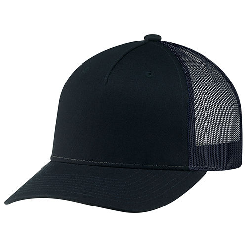 Deluxe Chino Twill Nylon Mesh 5 Panel Constructed Pro Round Five Mesh Back in Navy
