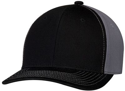 Am image of a Custom AJM Deluxe Chino Twill Cap in Black/Black/Charcoal!