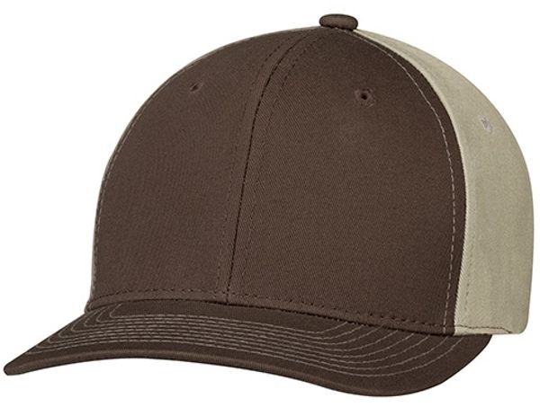Am image of a Custom AJM Deluxe Chino Twill Cap in Brown/Brown/Tan!