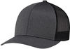 Am image of a Custom AJM Polyester Heather Nylon Mesh Hat in Black/black!