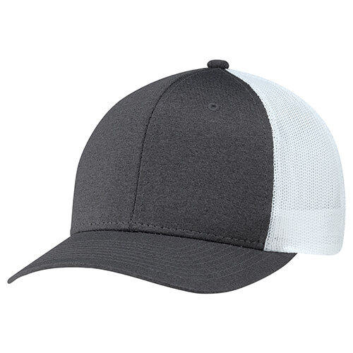 AJM Polyester Heather Nylon Mesh Hat in Black/White