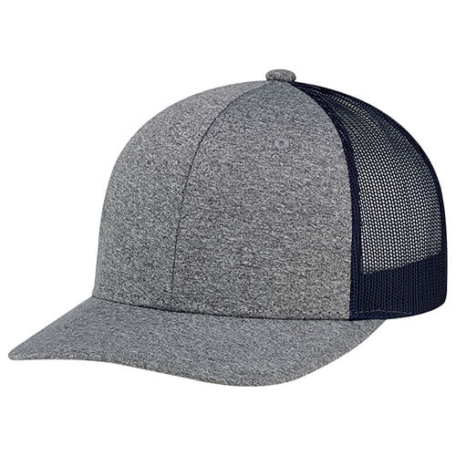 AJM Polyester Heather Nylon Mesh Hat in Charcoal/Navy